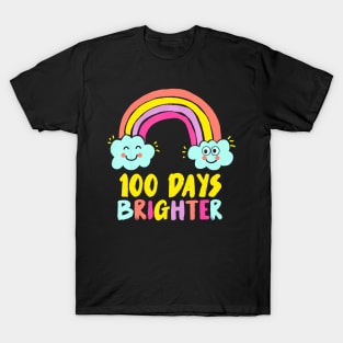 100Th Day Of School Teacher 100 Days Brighter Rainbow T-Shirt